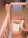 Wooden stairs on self-supporting structure